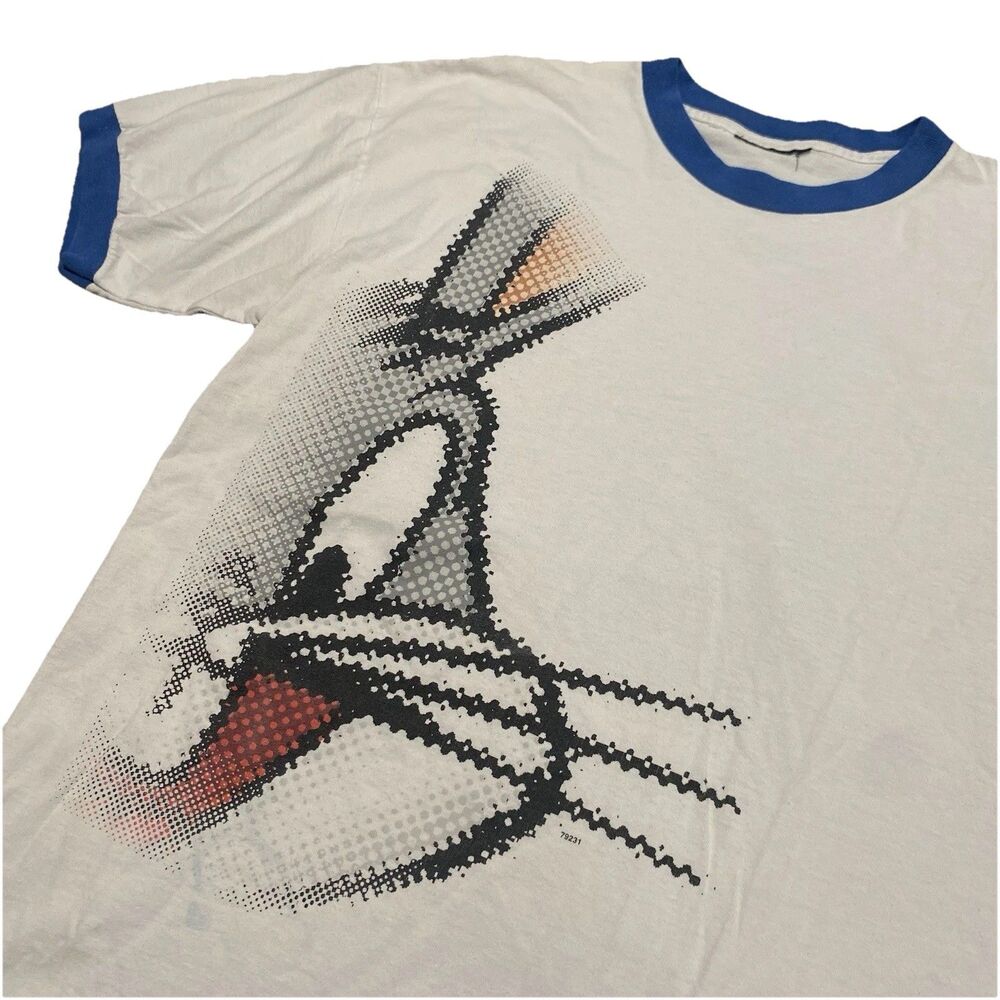 Vintage Looney Tunes Tee Shirt Bugs Bunny Ringer Blue Rabbit Usa Made M